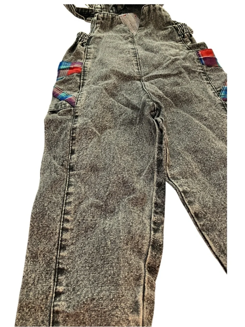 Vintage 80s Coca-Cola Toddler Overalls Acid Wash Plaid 2T - Picture 12 of 13